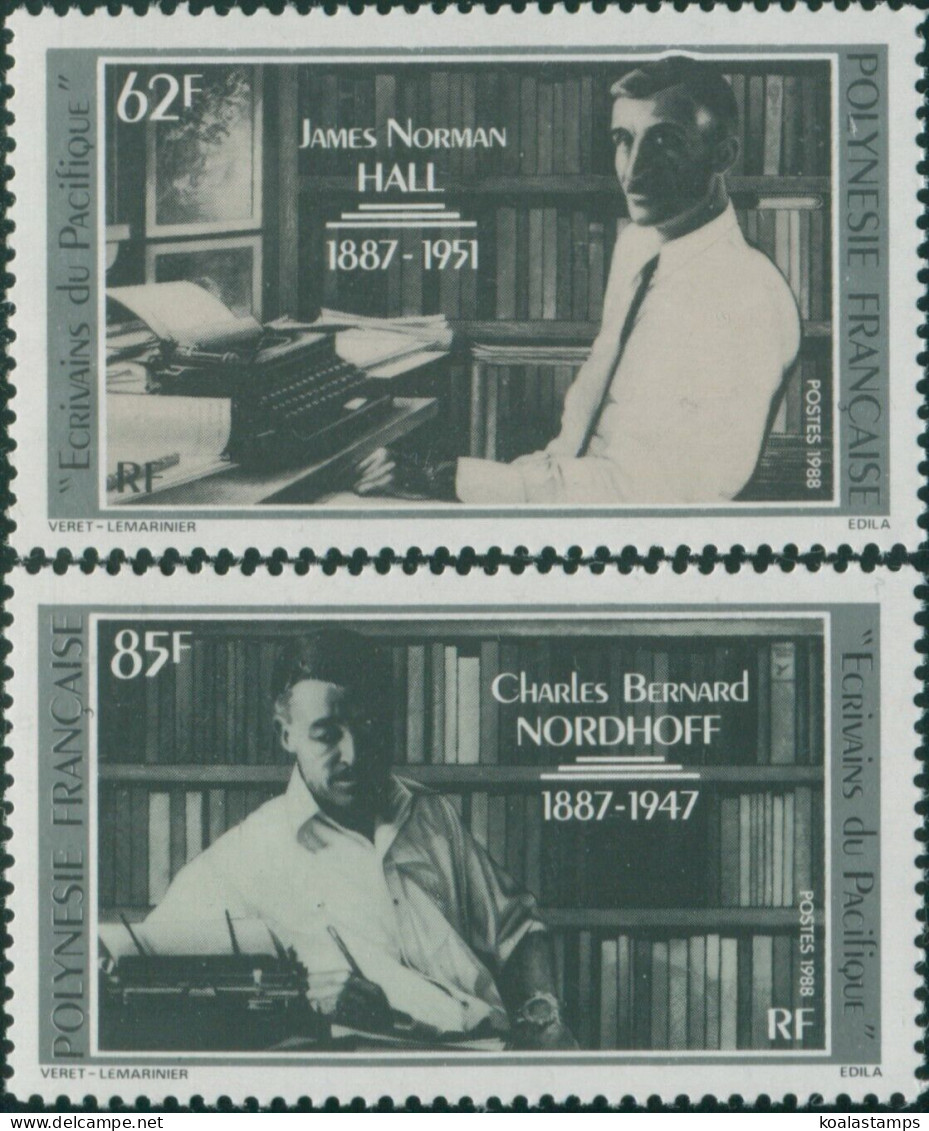French Polynesia 1988 Sc#476-477,SG526-527 Nordhoff And Hall Writers Set MNH - Autres & Non Classés