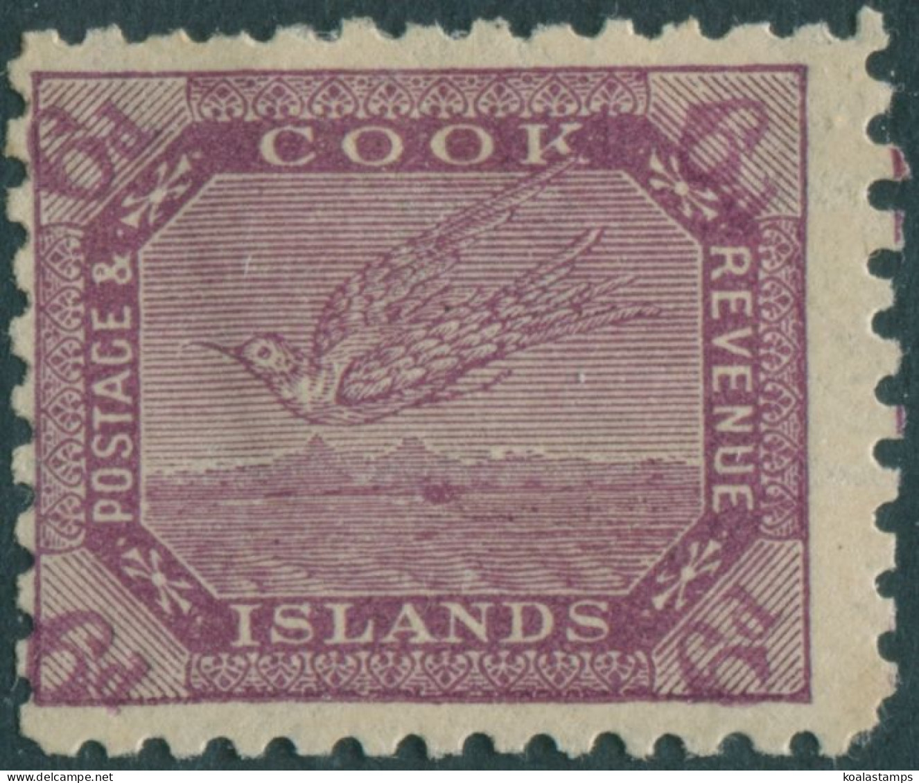 Cook Islands 1896 SG18 6d Purple White Tern MH - Cook