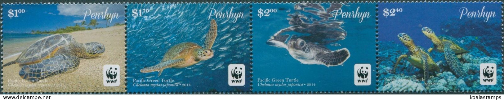 Cook Islands Penrhyn 2014 SG645a-648a Green Turtle Strip MNH - Penrhyn