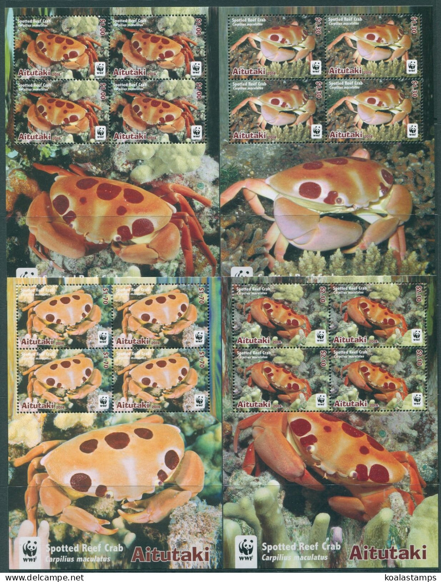 Aitutaki 2014 SG826S WWF Reef Crab Sheetlets MNH - Cook