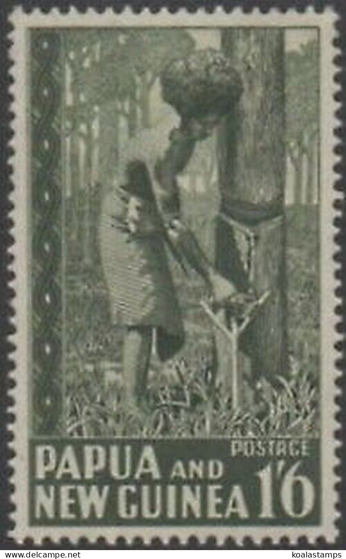 Papua New Guinea 1952 SG11 1/6d Rubber Tapping MLH - Papoea-Nieuw-Guinea