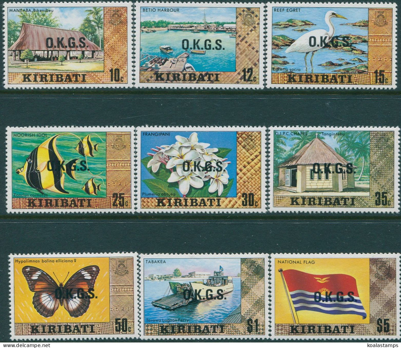 Kiribati OKGS 1981 SGO15-O25 Bird Fish Flower Industry 9 Values MNH - Kiribati (1979-...)