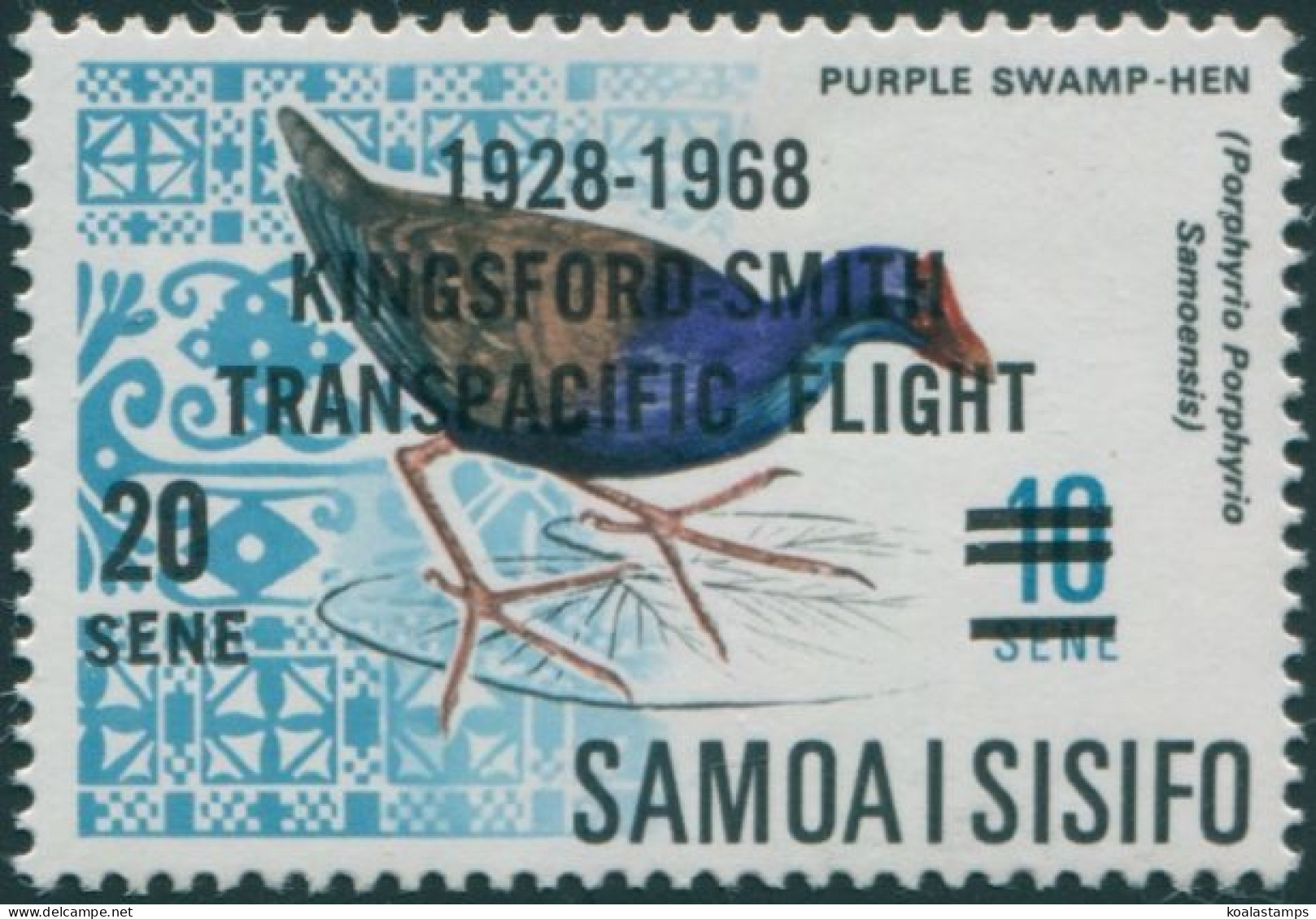 Samoa 1968 SG305 20s On 10s Bird With Kingsford Smith Ovpt MNH - Samoa (Staat)