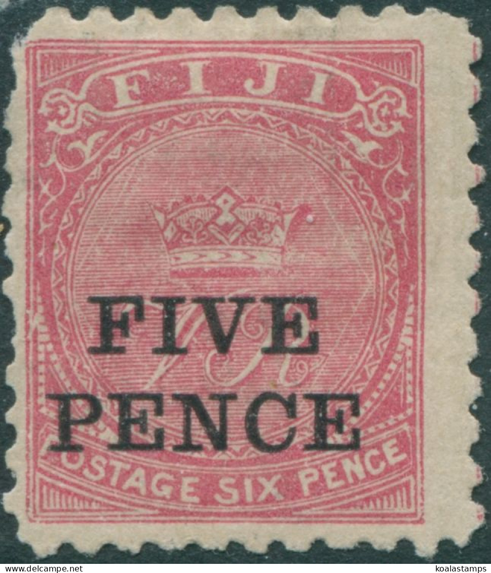 Fiji 1893 SG75 FIVE PENCE On 6d Rose Crown And VR P10 MH - Fiji (1970-...)