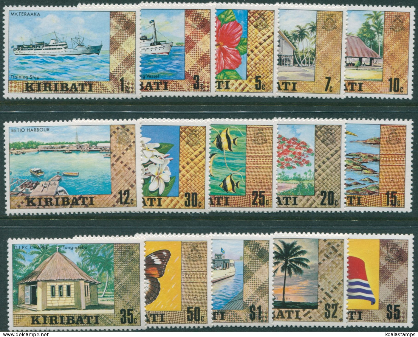 Kiribati 1979 SG86-99b Scenes Ships Flowers Fish Set MNH - Kiribati (1979-...)