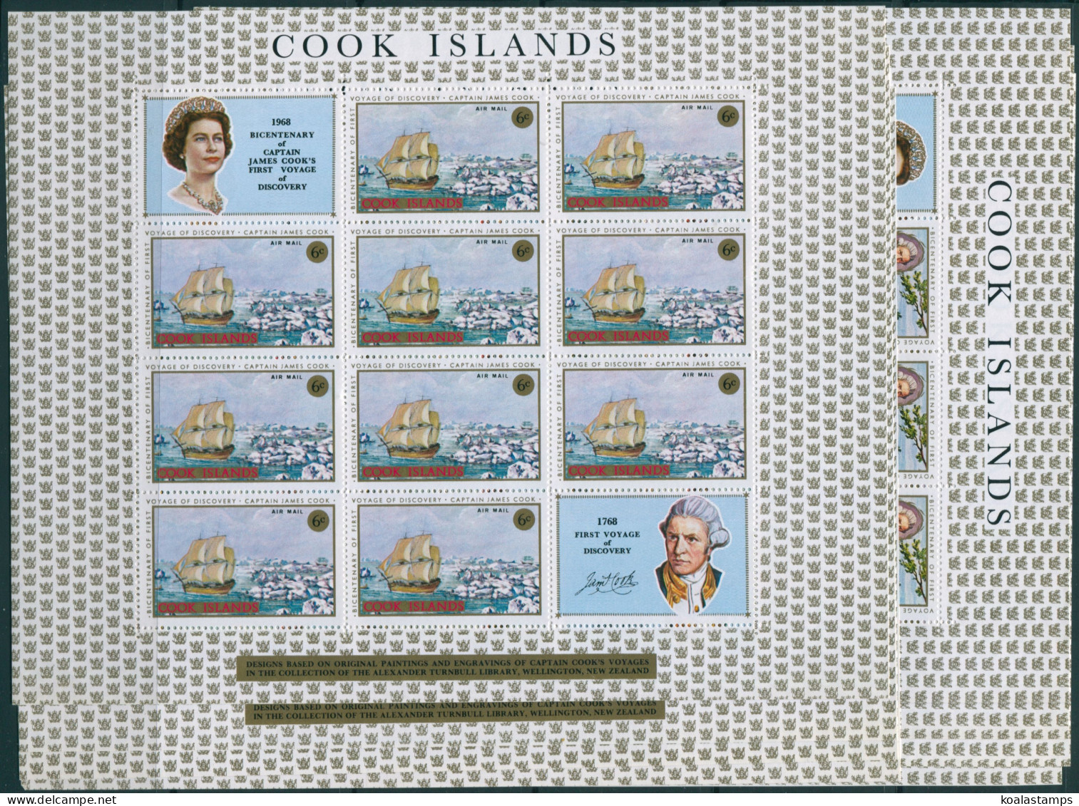 Cook Islands 1968 SG269-276 Cook's 1st Voyage Sheets Set MLH - Cookeilanden