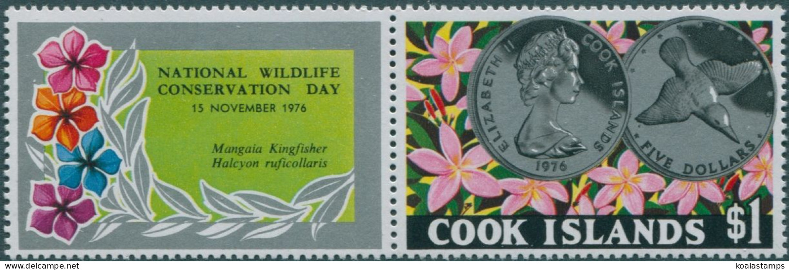 Cook Islands 1976 SG563 $1 Wildlife Day With Tab MLH - Cook Islands