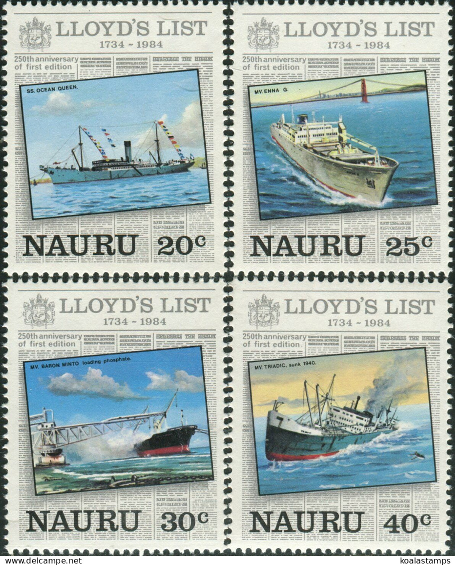 Nauru 1984 SG295-298 Lloyd's List Set MNH - Nauru