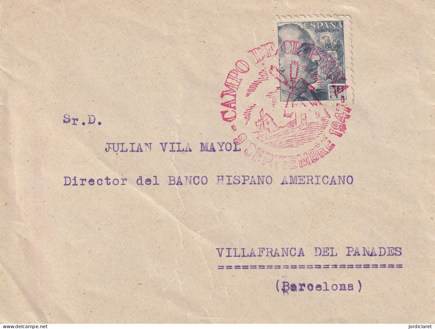 MATASELLOS  1947 CAMPO DE CRIPTANA  QUIJOTE - Cartas & Documentos