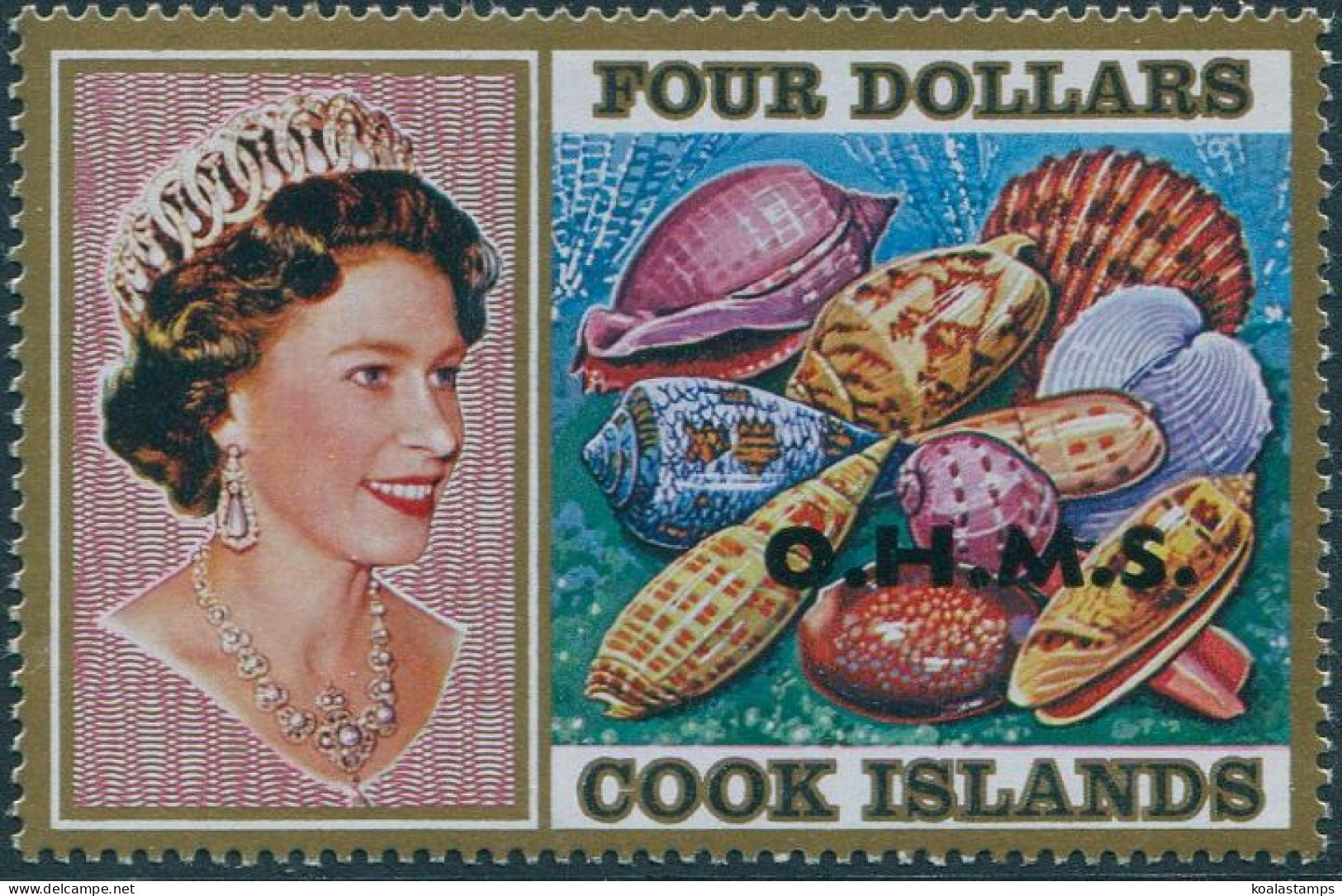 Cook Islands OHMS 1978 SGO30 $4 Seashells QEII MNH - Cook