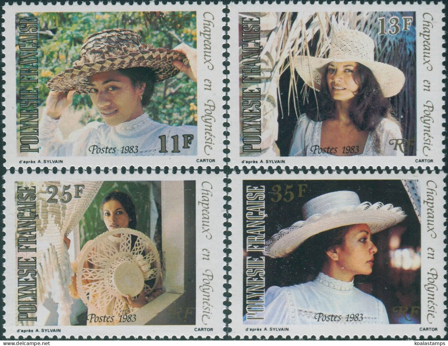 French Polynesia 1983 Sc#379-382,SG393-396 Polynesian Hats Set MNH - Sonstige & Ohne Zuordnung