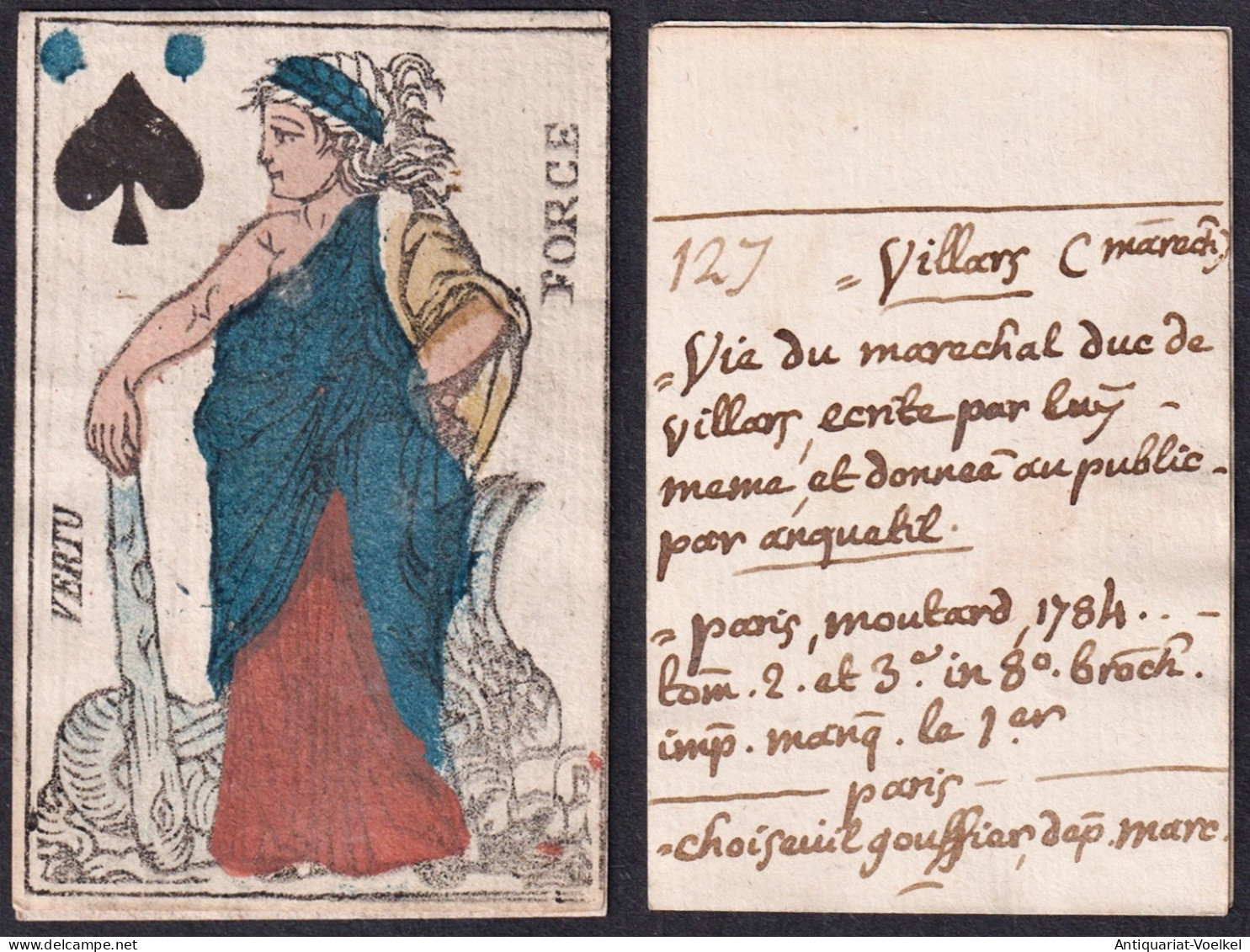 (Pik-Dame) - Queen Of Spades / Reine De Pique / Playing Card Carte A Jouer Spielkarte Cards Cartes - Antikspielzeug