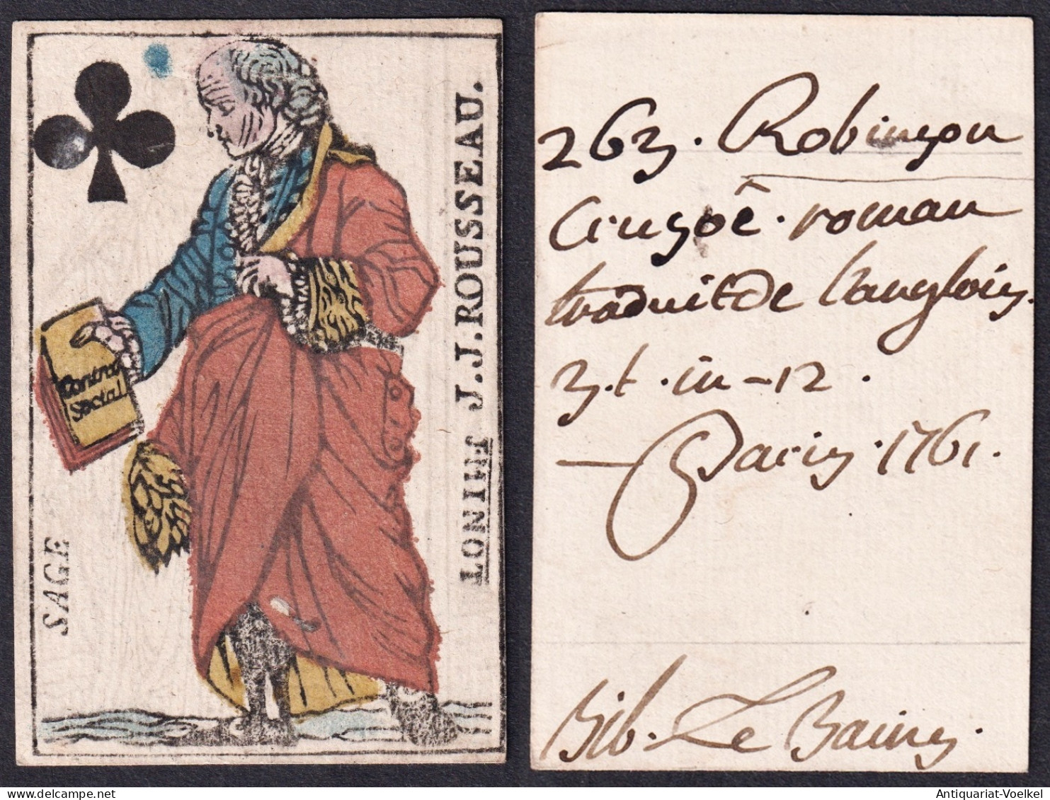 (Kreuz-Bube) - Jack Of Clubs / Valet De Trèfle / Playing Card Carte A Jouer Spielkarte Cards Cartes - Antikspielzeug