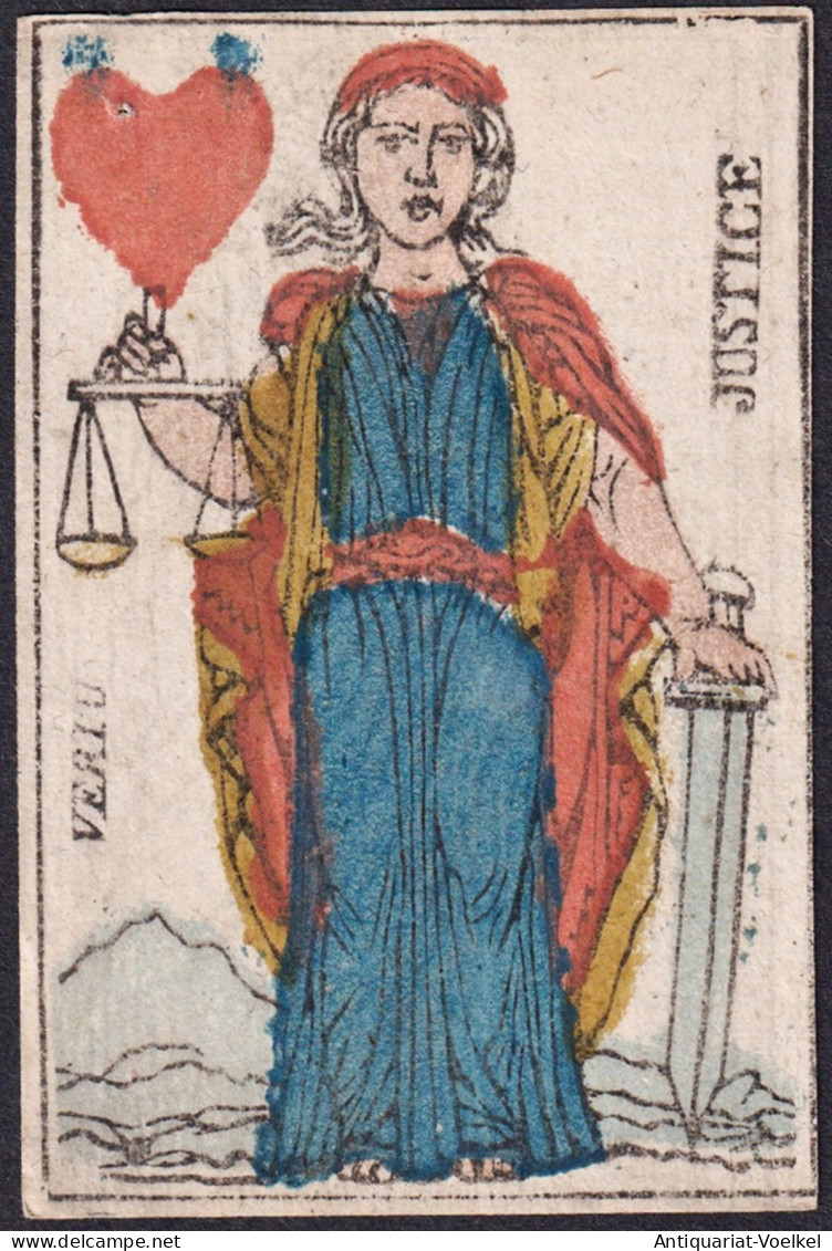 (Herz-Dame) - Queen Of Hearts / Reine De Coeur / Playing Card Carte A Jouer Spielkarte Cards Cartes - Antikspielzeug