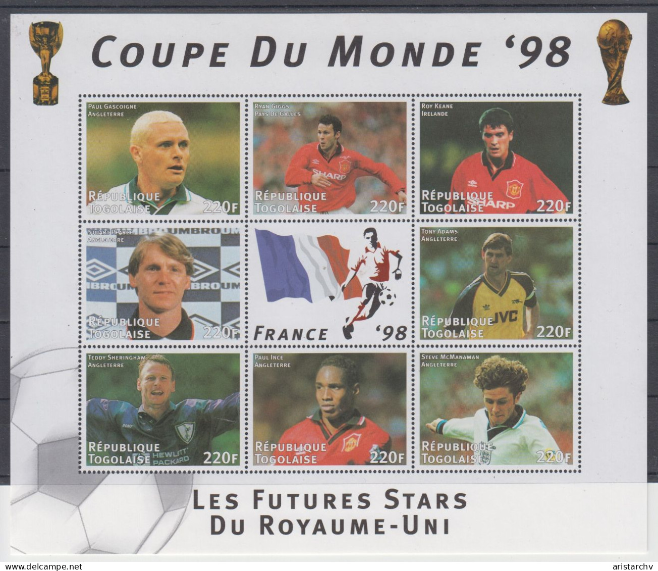 TOGO 1998 FOOTBALL WORLD CUP 3 S/SHEETS 3 SHEETLETS AND 6 STAMPS - 1998 – Francia