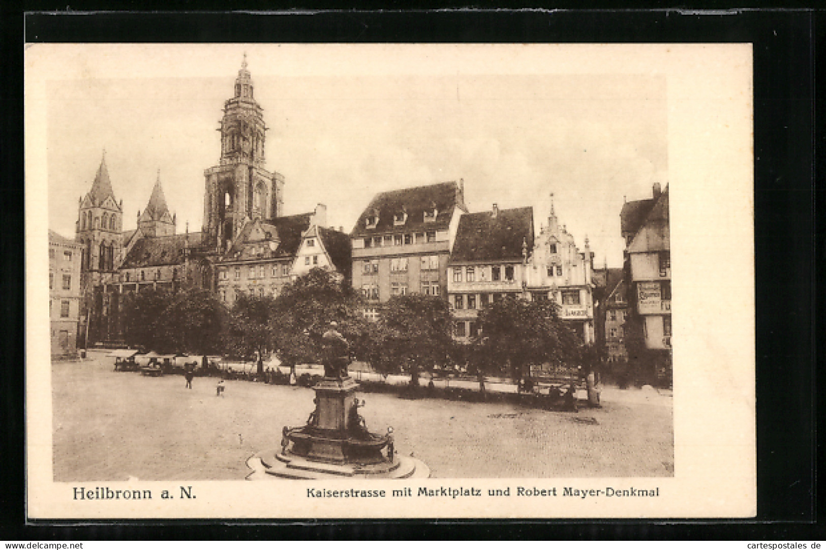 AK Heilbronn A. N., Kaiserstrasse Mit Markplatz Und Robert Mayer-Denkmal  - Heilbronn
