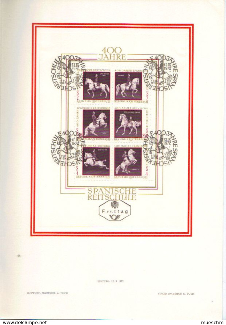 Österreich, 1972, Ersttag "400 Jahre Span.Hofreitschule", Block 2 (MiNr.1395-1400) Mit Zusätzl. SStpl. (11054L) - FDC