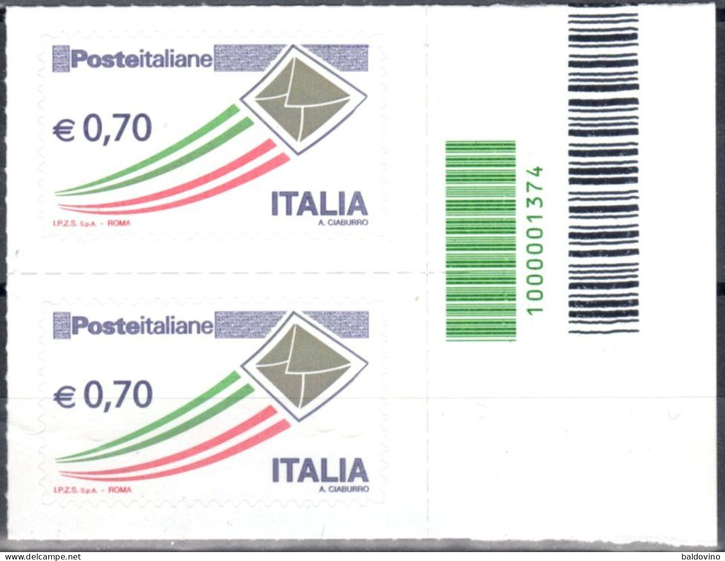 Italia 2013 Lotto 21 Valori Codice A Barre (vedi Descrizione). - Barcodes