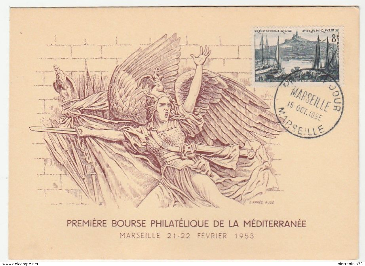 Carte De La 1ère Bourse Philatélique De La Méditerranée, 1955 - Storia Postale