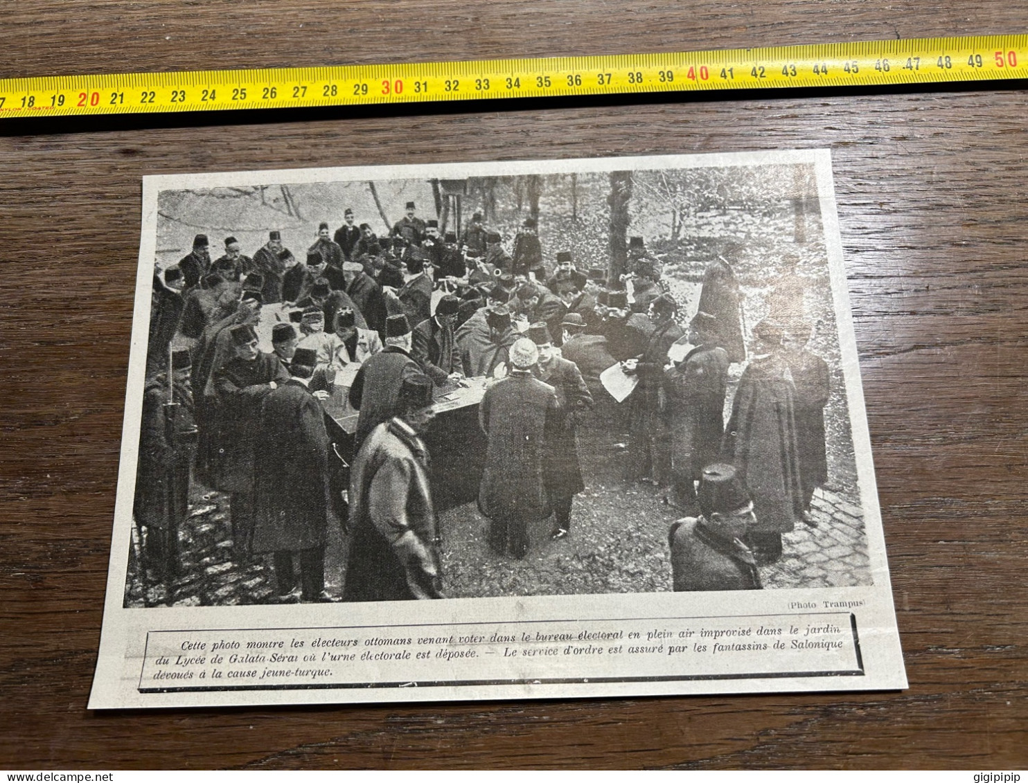 1908 PATI électeurs Ottomans Venant Voter Dans Le Bureau électoral En Plein Air Lycée De Galata Sérai - Verzamelingen