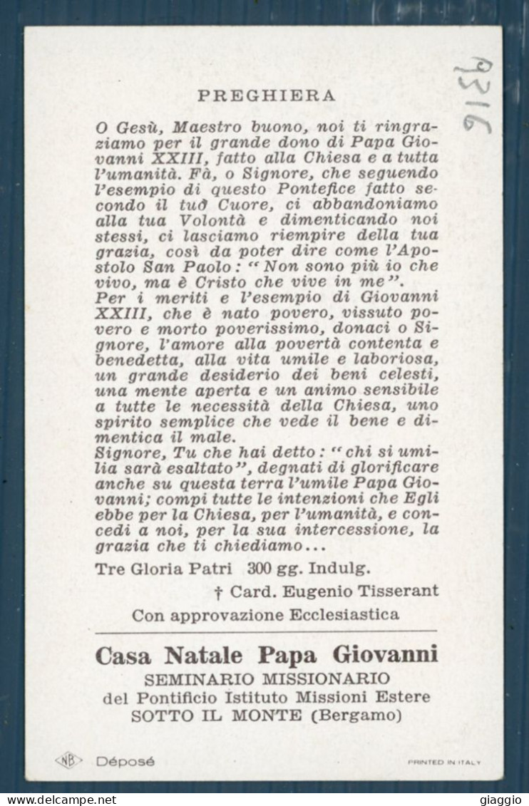 °°° Santino N. 9316 - Papa Giovanni Xxiii °°° - Religion &  Esoterik