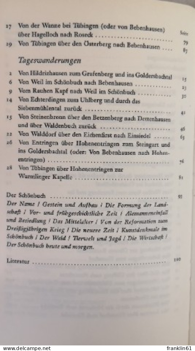 Rundwanderungen Schönbuch. Begangen Und Beschrieben - Andere & Zonder Classificatie