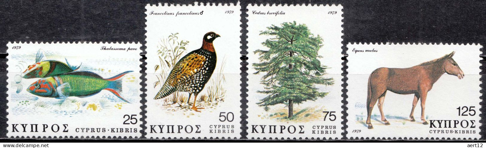 1979, Cyprus, Flora And Fauna, Trees, Birds, Fishes, Horses, 4 Stamps, MNH(**), CY 504-07 - Unused Stamps
