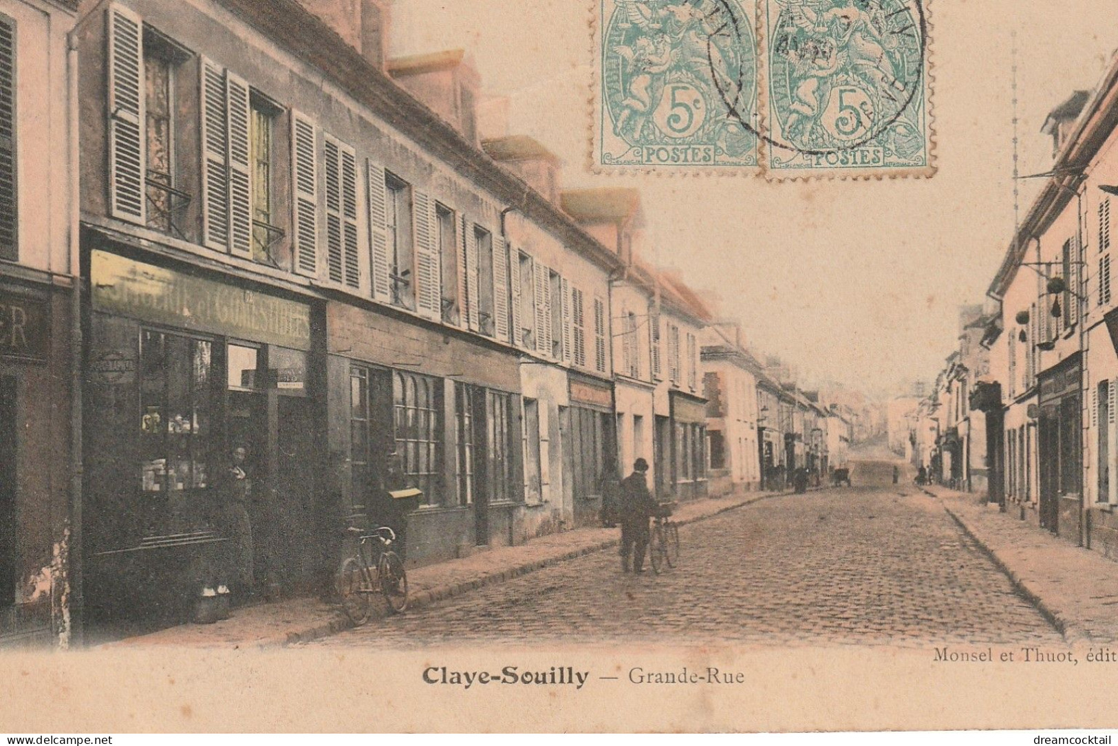 77 CLAYE-SOUILLY. Epicerie Sur Grande-Rue 1906 - Claye Souilly