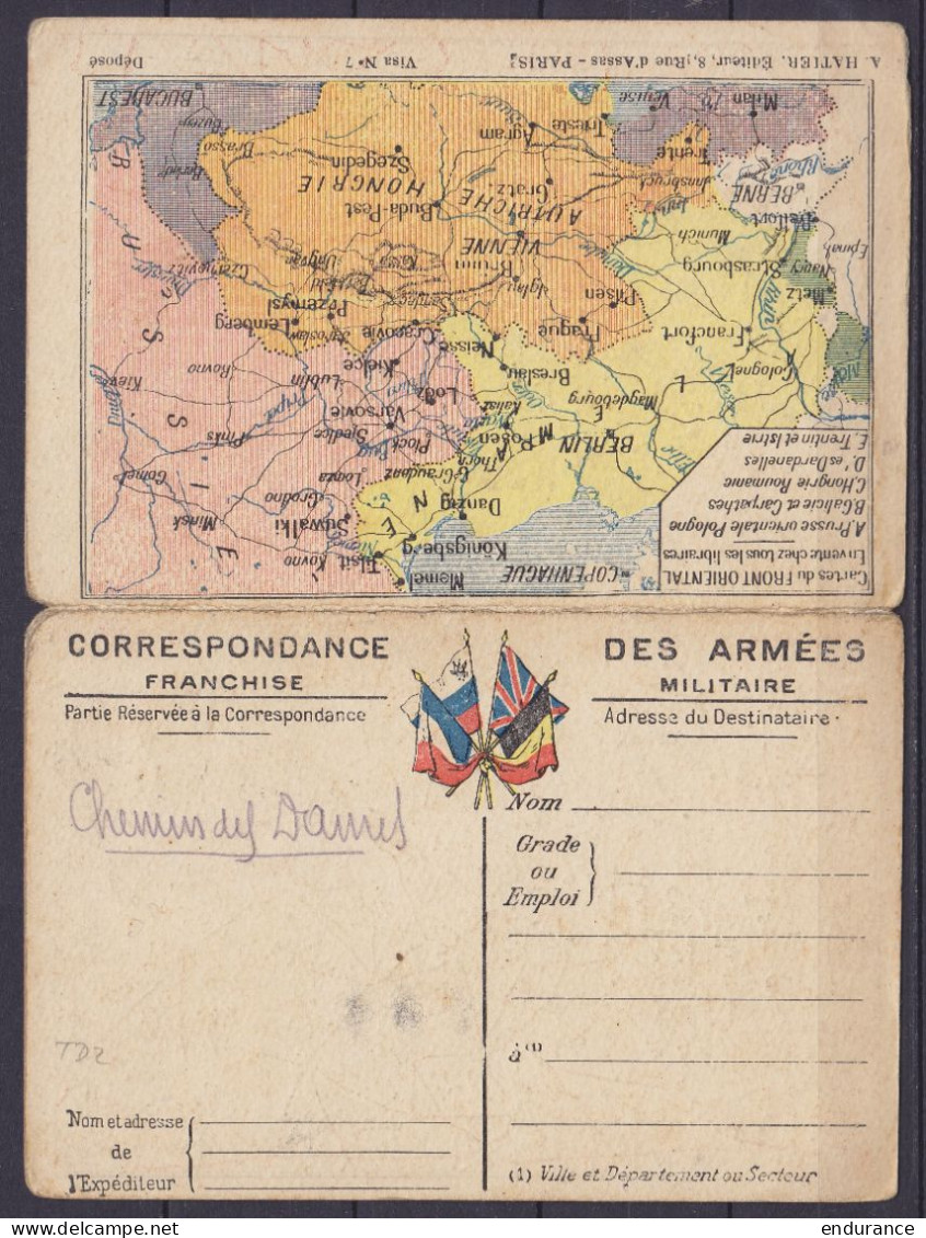 France - Carte "Drapeaux" Franchise Militaire - Carte Double Illustrée Neuve - Plateau De Craonne (Laon) - Army: Belgium