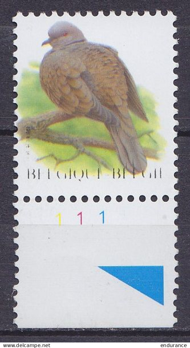 Belgique - N°3135 ** Tourterelle Turque De Buzin - Curiosité: Couleur Noire Omise - BdF N° De Planche - 1985-.. Pájaros (Buzin)