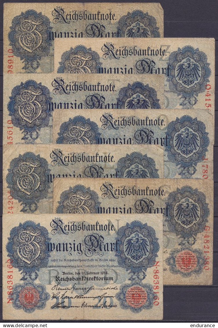 Allemagne - Lot De 55 Billets 20 Mark 1907, 1908, 1910, 1914 - Voir Scans - 20 Mark