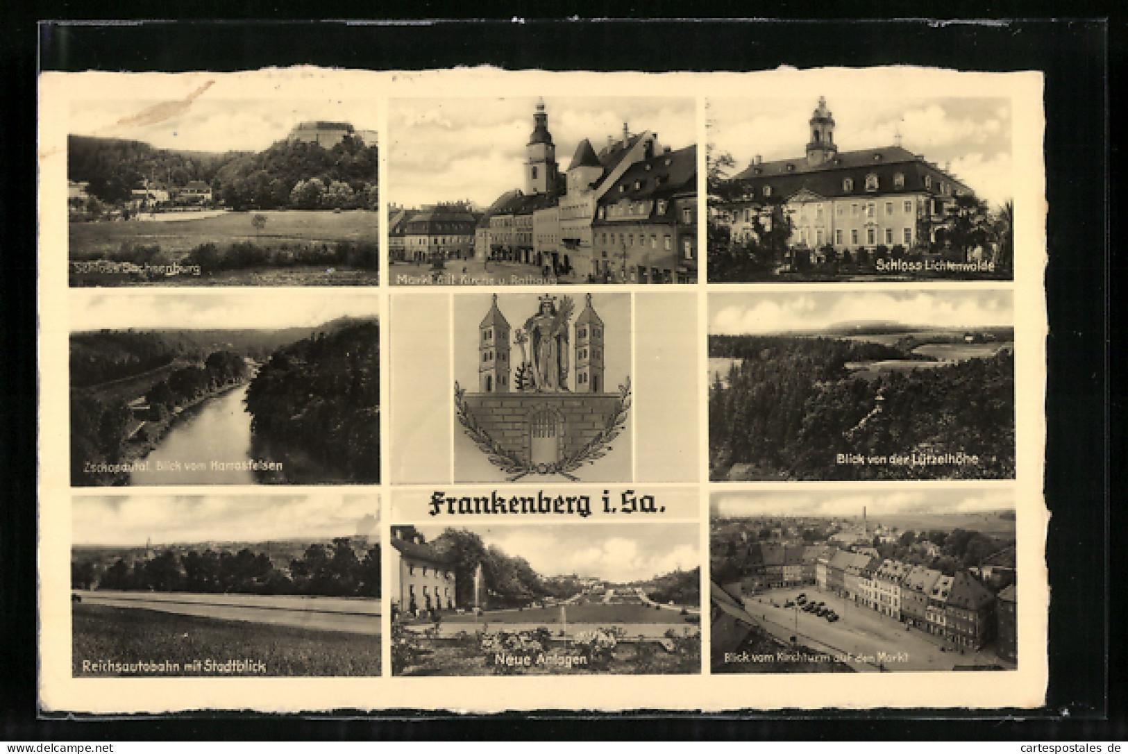 AK Frankenberg I. Sa., Schloss Sachsenburg, Schloss Lichtenwalde, Zschopautal, Blick Von Der Lützelhöhe  - Zschopau