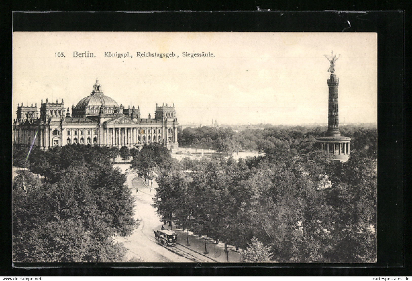 AK Berlin-Tiergarten, Königspl., Reichstagsgeb., Siegessäule  - Tiergarten
