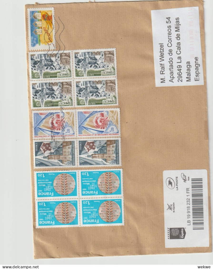 FRANKREICH XXL095 / Brief Von 2013 Mit 13 Marken In Mischfrankatur - Storia Postale