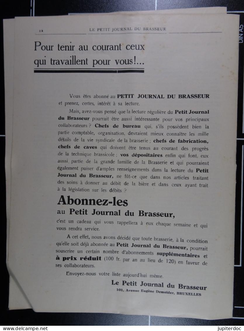 Le Petit Journal Du Brasseur Table Des Matières Volume XXXVI Année 1932 - 1900 - 1949