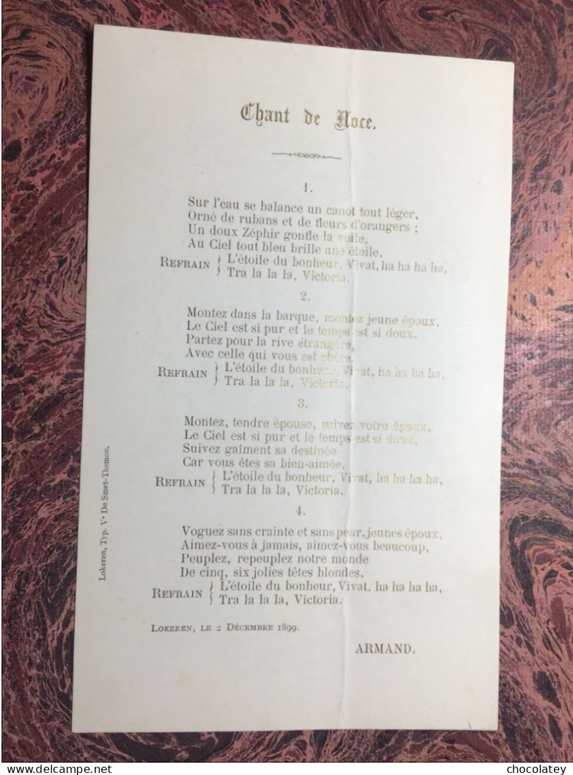 Lokeren 1899 Chant De Noce - Partitions Musicales Anciennes