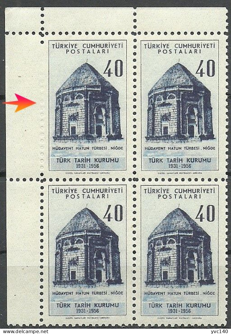 Turkey; 1956 25th Anniv. Of The Turkish History Society "Perf. ERROR" - Unused Stamps