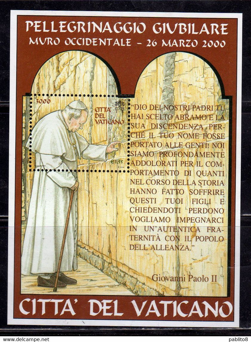 VATICANO VATICAN VATIKAN 2001 PELLEGRINAGGIO GIUBILARE DEL PAPA GIOVANNI PAOLO II BLOCCO FOGLIETTO POPE BLOCK SHEET MNH - Nuovi