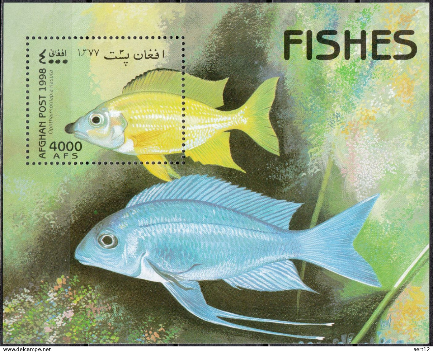 1998, Afghanistan, Fish, Animals, Fishes, Souvenir Sheet, MNH(**), AF BL104 - Afganistán