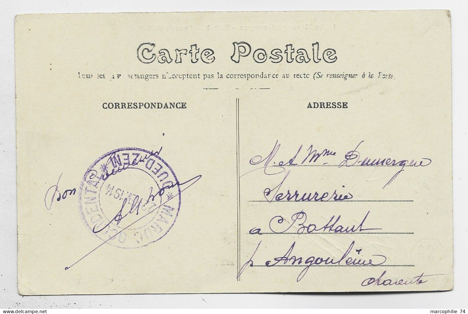 MAROC CARTE RABAT + VERSO VIOLET MAROC OCCIDENTAL OUED ZEM - Lettres & Documents