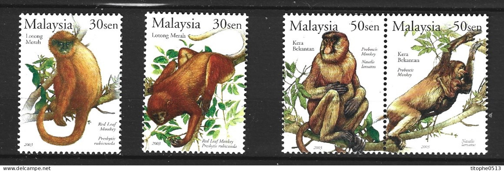 MALAISIE. N°1014-7  De 2003. Singes. - Monkeys