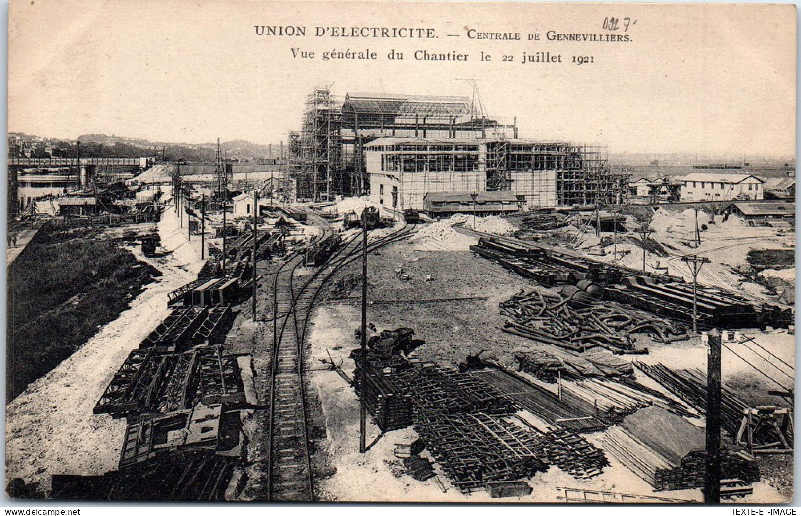 92 GENNEVILLIERS - Union D'electricite, Le Chantier Le 22.07.1921 - Gennevilliers