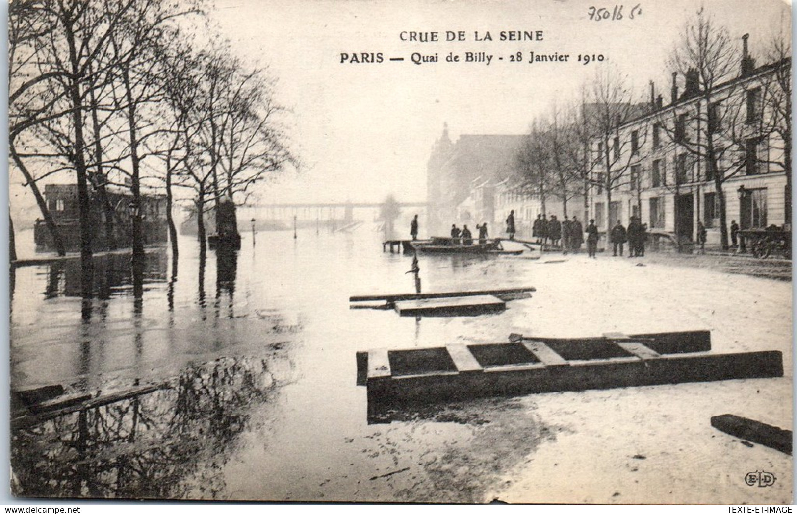 75016 PARIS - Le Quai De Billy Le 28 Janvier 1910  - Arrondissement: 16