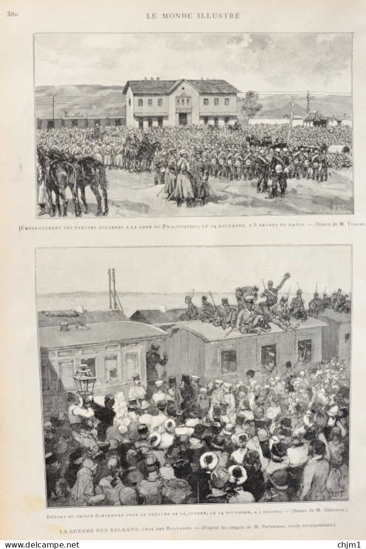 Ebarquement Des Troupes Bulgares à La Gare De Philippopoli - Page Originale 1885 - Historische Dokumente