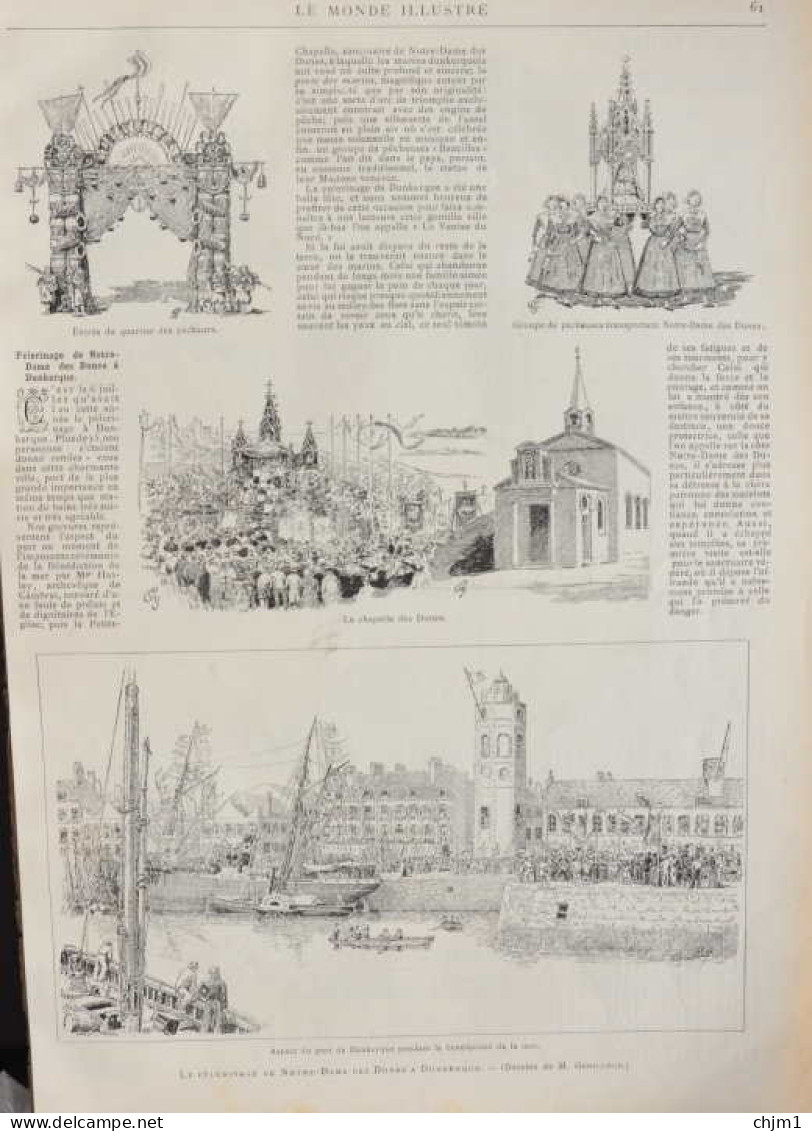 Le Pèlerinage De Notre-Dame Des Dunes à Dunkerque - Page Originale 1885 - Historische Dokumente