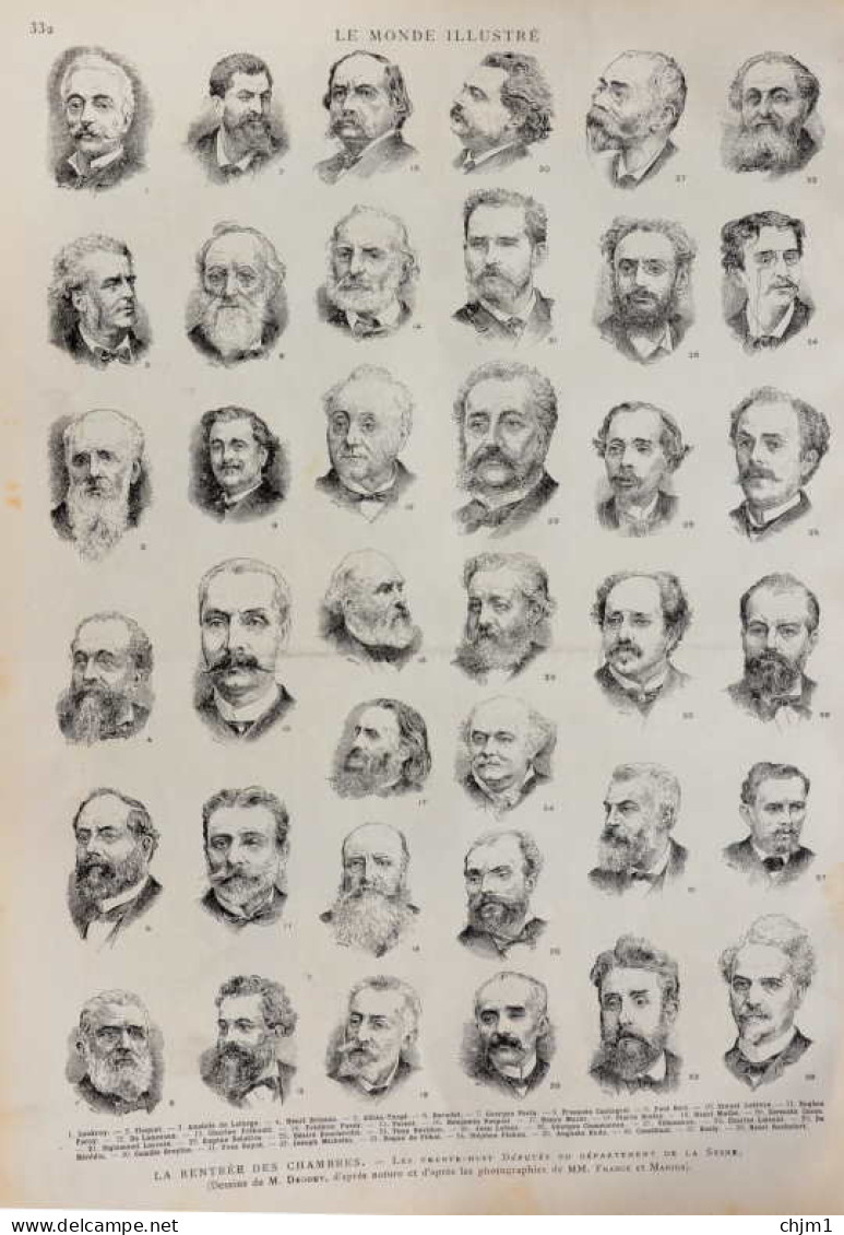 Les 38 Députés Du Département De La Seine - Lockroy - Floquet - Dreyfus - Brelay - Maret - Page Originale 1885 - Historische Dokumente
