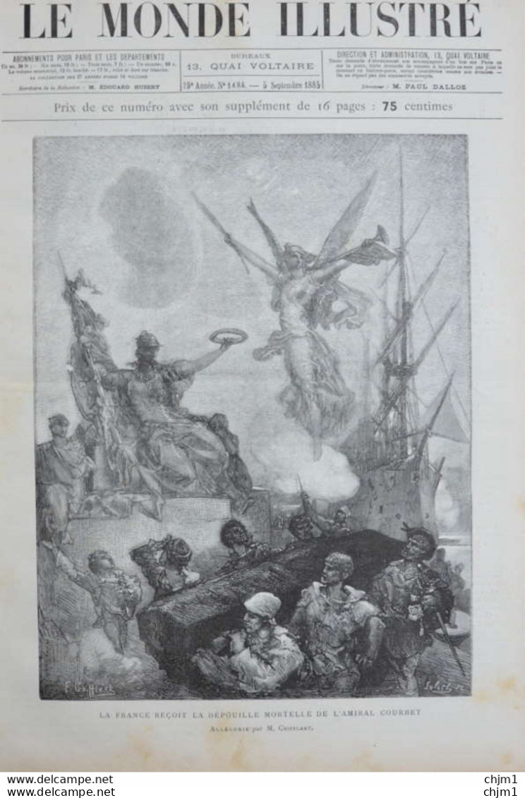 La France Recoit La Dépouille Mortelle De L'amiral Courbet - Page Originale 1885 - Historische Dokumente