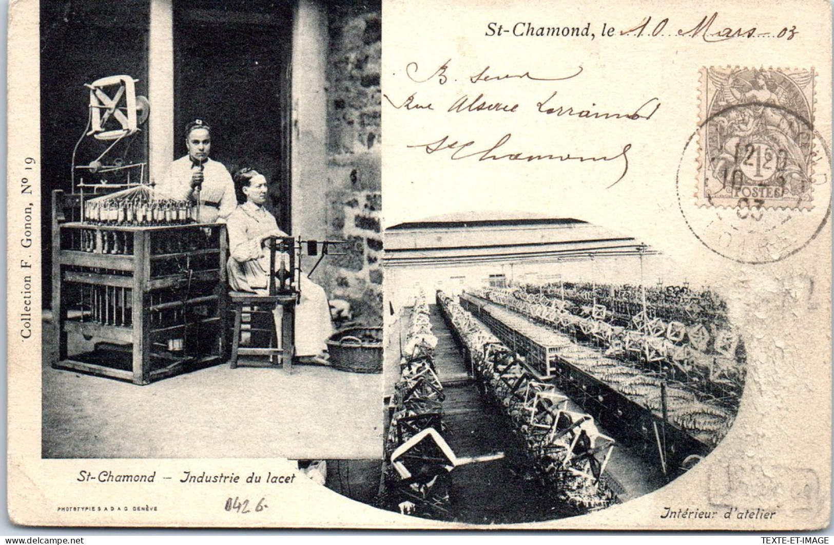 42 SAINT CHAMOND - Souvenir De L'industrie Du Lacet - Saint Chamond