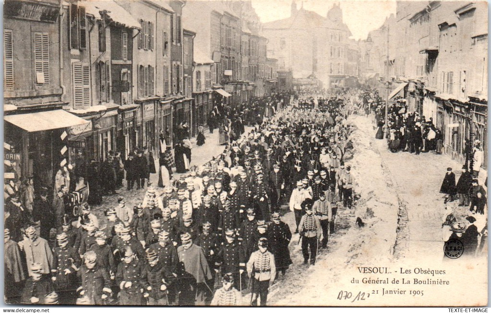 70 VESOUL - Obseques De LA BOULINIERE 21 Janv 1905, Le Cortege  - Vesoul