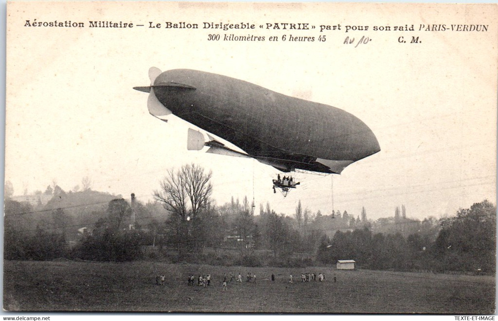 AVIATION - Le Dirigeable PATRIE Lors Du Raid Paris Verdun  - Autres & Non Classés
